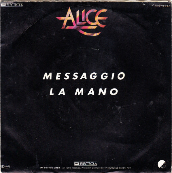 Cover zu Alice (4) - Messaggio | 1982 | Vinyl, Stereo, 45 RPM, 7