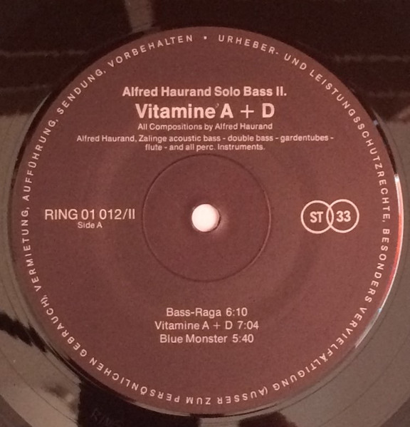Cover zu Ali Haurand - Solo Bass Vitamine A+D | 1976 | Vinyl, LP, Album | Jazz | Germany Schallplatten Ankauf