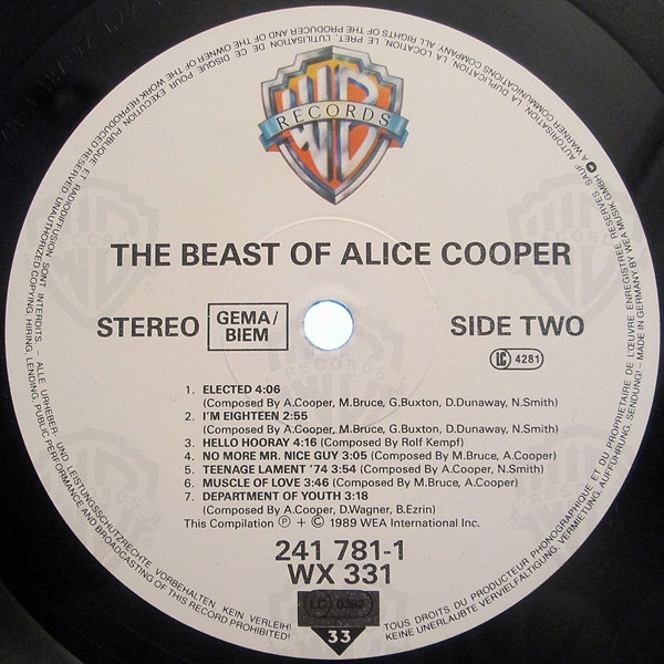Cover zu Alice Cooper - The Beast Of Alice Cooper | 1989 | Vinyl, LP, Album, Compilation, Comp | Rock | UK & Europe