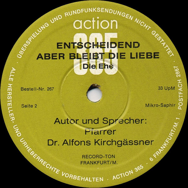 Cover zu Alfons Kirchgäßner - Entscheidend Aber Bleibt Die Liebe - Die Ehe | Vinyl, LP, Album | Non-Music