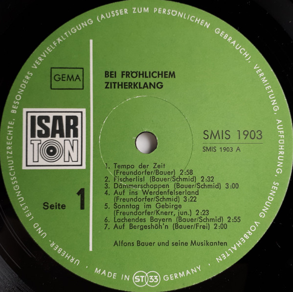 Cover zu Alfons Bauer Und Seine Fröhlichen Musikanten - Bei Fröhlichem Zitherklang (14 Beliebte Melodien Von Georg Freundorfer Und Alfons Bauer) | Vinyl, LP, Stereo | Folk, World, & Country | Germany