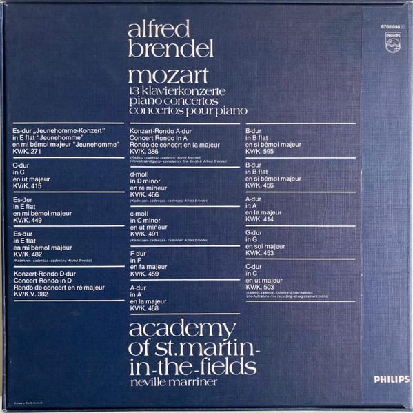 Cover zu Alfred Brendel, Wolfgang Amadeus Mozart, The Academy Of St. Martin-in-the-Fields, Sir Neville Marriner - 13 Klavierkonzerte = Piano Concertos = Concertos Pour Piano | 1979 | Classical Schallplatten Ankauf