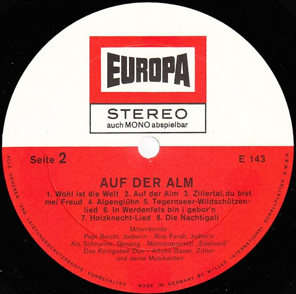 Cover zu Alfons Bauer - Auf Der Alm Mit Alfons Bauer | Vinyl, LP, Album, Stereo | Folk, World, & Country | Germany